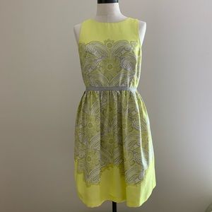 Loft chartreuse yellow and gray dress